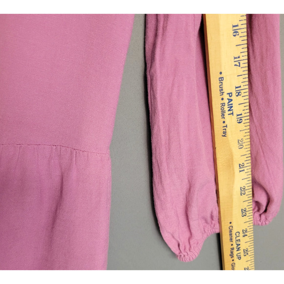 Old Navy Peplum Boho Peasant Top Womens M Dusty Rose V-neck Long Elastic Sleeves - Picture 8 of 12